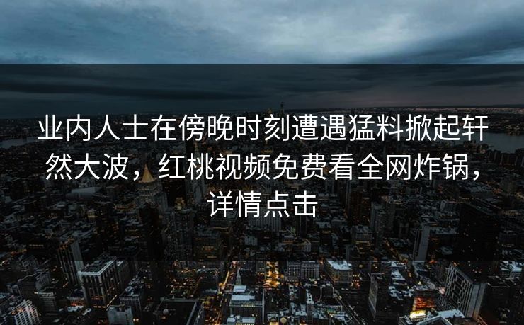 业内人士在傍晚时刻遭遇猛料掀起轩然大波,红桃视频免费看全网炸锅,详情点击