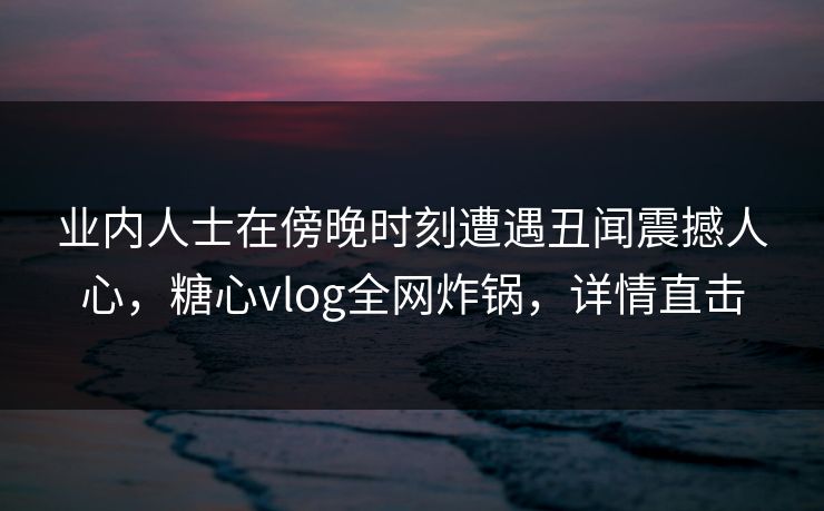 业内人士在傍晚时刻遭遇丑闻震撼人心，糖心vlog全网炸锅，详情直击