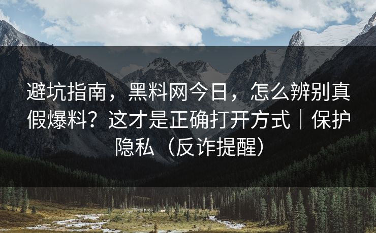 避坑指南,黑料网今日,怎么辨别真假爆料?这才是正确打开方式|保护隐私(反诈提醒)